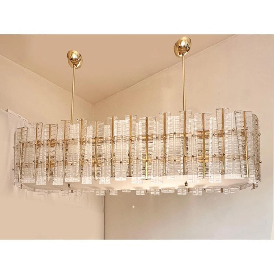 Image 1 of Luxuriöser, moderner italienischer Kronleuchter aus Muranoglas in Gold von Simoeng