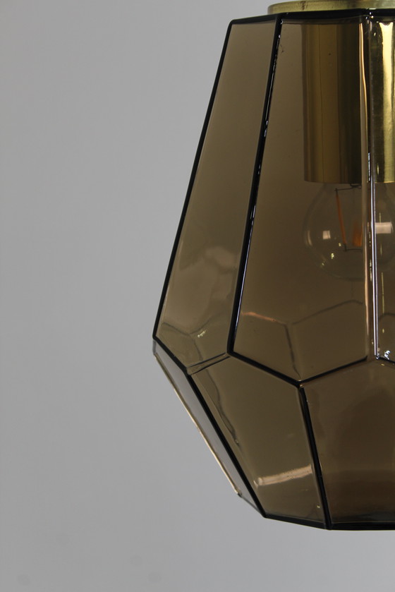 Image 1 of Vintage Rookglas Hanglamp, Plafondlamp Glashütte Limburg