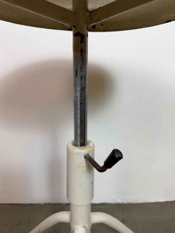 Image 1 of White Industrial Iron Height Adjustable Stool, 1960s