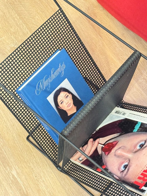 Image 1 of Postmodern 1980s Perforated Metal Magazine Rack