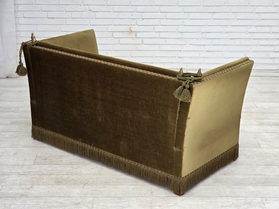 Image 1 of 1970s Danish 2-Seater "Spanish" Drop Arm Sofa, Furniture Velour