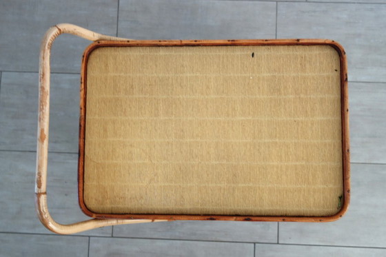 Image 1 of Desserte à roulettes bar en rotin années 60