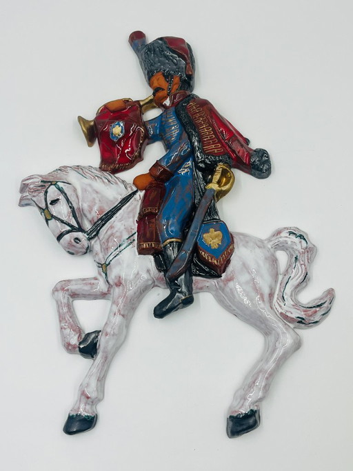Keramik Wandplatte Husarenkavallerie des Kaiserreichs