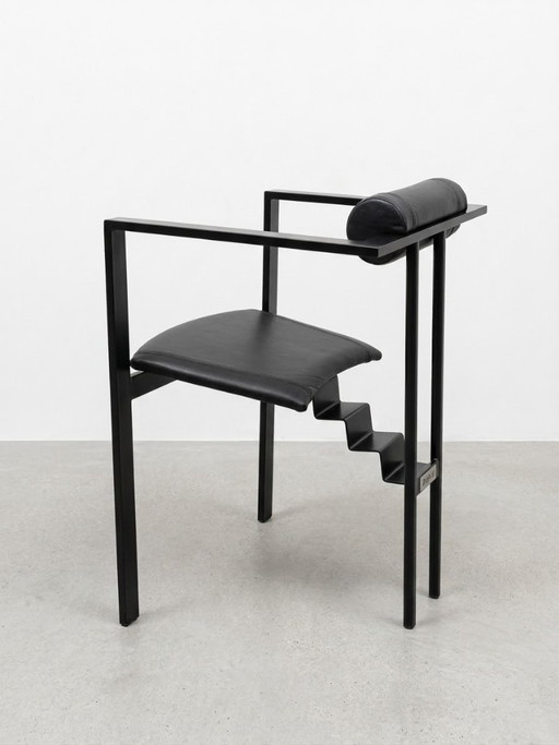 Trix Chair, K.F. Förster - Postmodern, Memphis – eetkamerstoelen, Leather, Metal