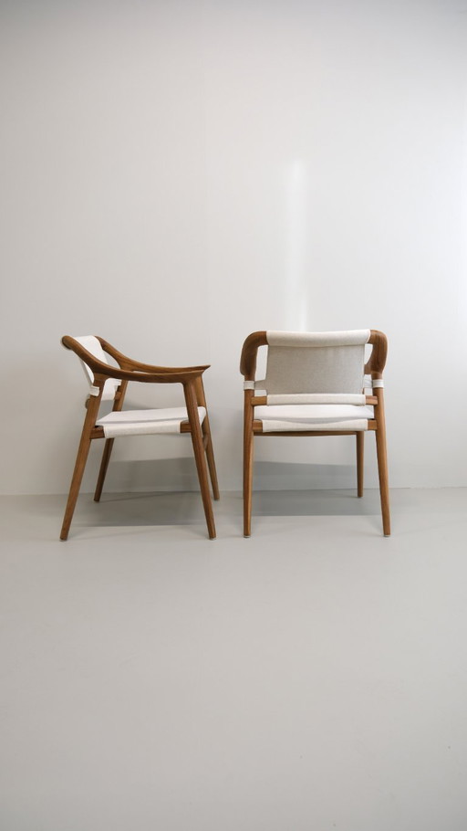 6er-Set Esszimmerstühle aus massivem Teakholz – handgefertigtes Design