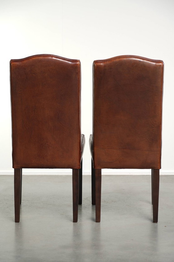 6x Bonitas Y Cómodas Sillas de comedor De Piel De Oveja De Estilo Inglés – Leather, Klassiek (photo 4 of 15)