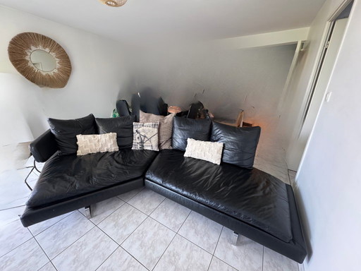 Sofa B&b Italia Antonio Citterio Arne black leather