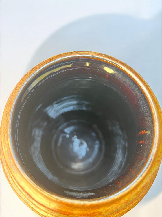 Image 1 of Bay Keramik - Large vintage floor vase, rust brown with dark decoration, 60s/70s, West German Pottery, Mid - Century