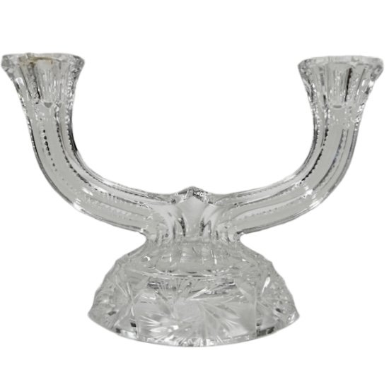 Image 1 of Vintage kristallen Rossi Bohemia kandelaar geslepen loodkristal 1930's