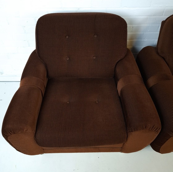 3 poltrone reclinabili vintage in velluto a coste marrone, anni '70 – Textile (photo 6 of 10)