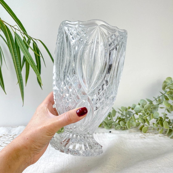 Kleine Vintage Glazen Vaas met Geometrisch Patroon – Vazen (photo 6 of 12)