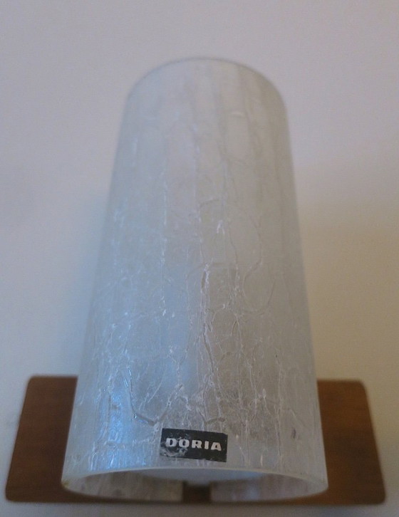 Image 1 of Paire d'appliques murales Doria en verre dépoli craquelé et teck, années 1960
