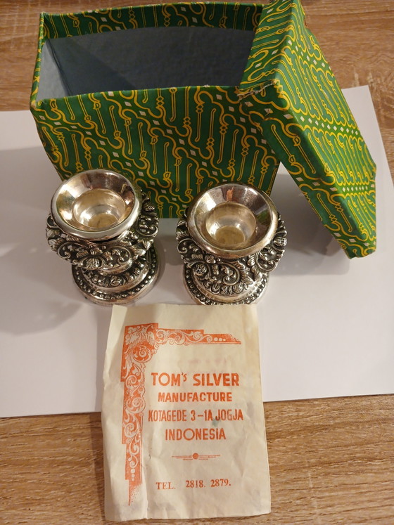 Zeldzame Massief Zilveren Kandelaar Kotagede Jogja Indonesië Nieuwstaat – TOM'S KOTAGEDE JOGJA (photo 2 of 15)