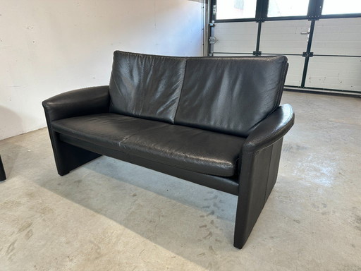 Leolux Antipode sofa - black leather -.