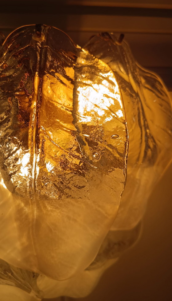 Image 1 of Mazzega Vintage Blad Wandlamp — Murano Glas (Italië, jaren 70) Gemaakt in Italië