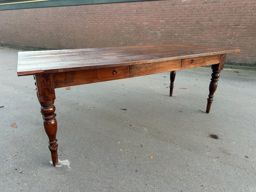 Antique robust farmhouse dining table – 206.5 x 96 x 78 cm