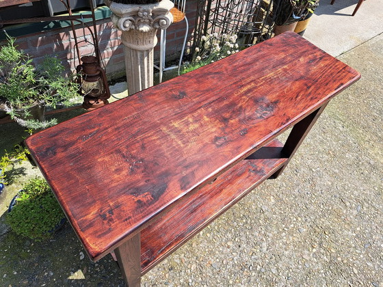 Image 1 of Dark teak side table, wall table, console dim. 120x40cm and 74cm high
