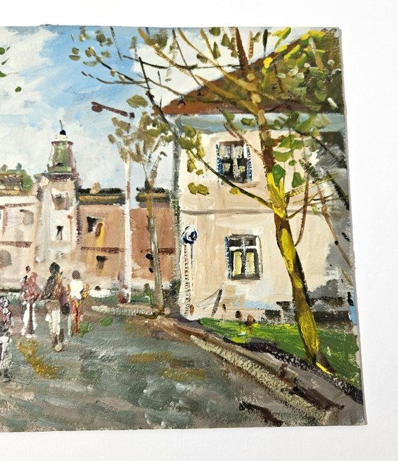 Image 1 of Jozsef BANFI (1936-) Oil Painting on Cardboard | Terez Boulevard, Budapest, Hungary | Signed by Bánfi | Famous Hungarian Painter