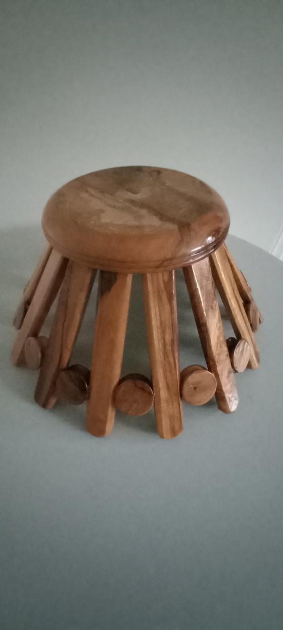 Image 1 of Vintage houten fruitschaal broodmand wooden craft jaren '70