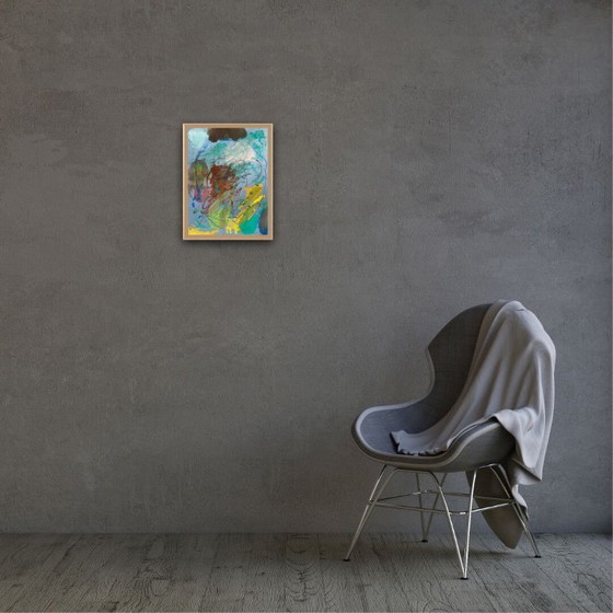 Image 1 of Guazzo astratto su carta colorata, 40x30cm