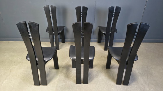 Image 1 of Sedie da pranzo in legno in stile postmoderno, anni '80 - set di 6