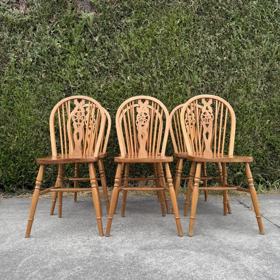 Image 1 of Set of 6 vintage wooden chairs