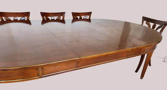 Image 1 of Empire mahogany wooden dining table large extendable for 8 persons with brass decoration