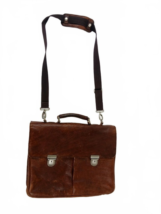 Image 1 of Vintage Leonhard Heyden Leren Brieventas / Laptoptas – Bruin