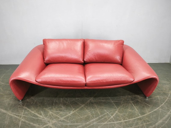 Image 1 of Italienisches rotes Ledersofa von Divanotti, Postmoderne, 1990er Jahre