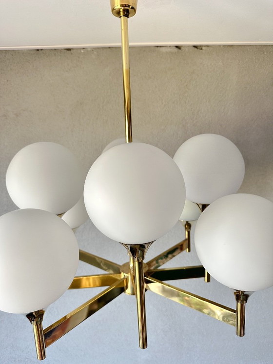 Vintage Boulanger Hanglamp – Hanglampen, Glass, Brass (photo 12 of 13)