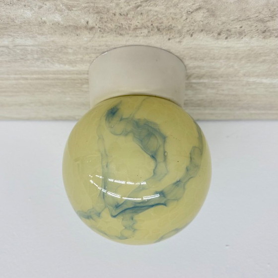 Image 1 of Thabur art deco marbled glass ceiling lamp , 1930s the Netherlands