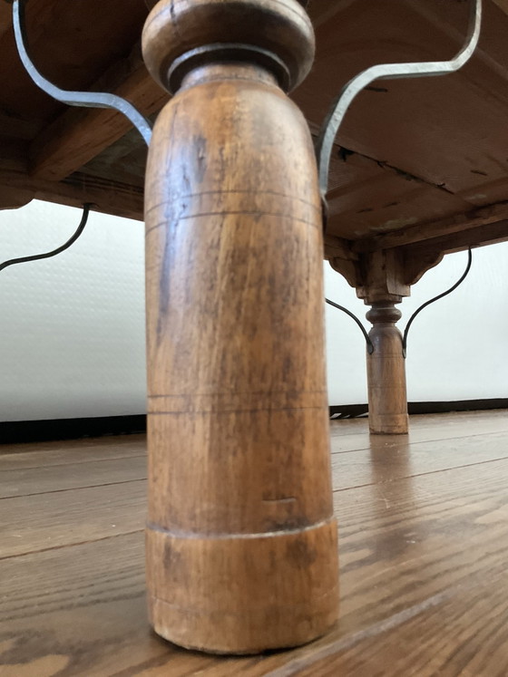 Beautiful Authentic Indian Coffee Table/Gate Table, Boho & Ibiza Style, Wood, Brass, Brown (photo 9 of 13)