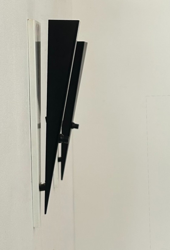 Image 1 of Coppia di applique vintage, metallo laccato bianco e nero, Francia, 1970