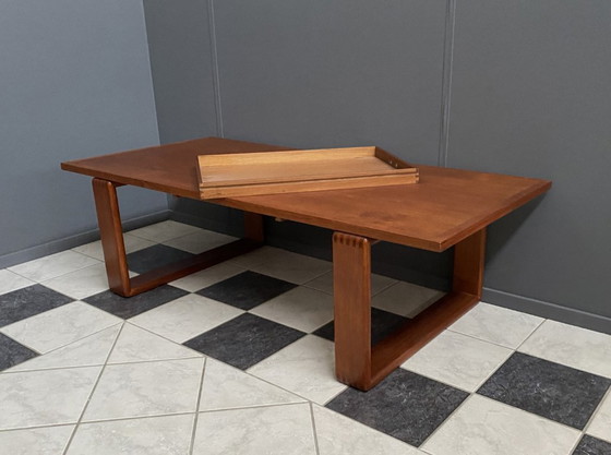 Image 1 of Large Teak coffee table with serving tray 1970s EMC Mobler Denmark