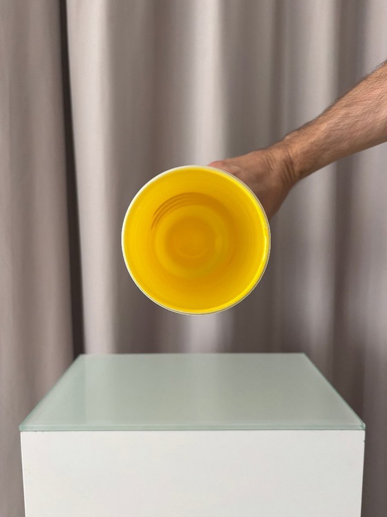 Vaso Cilindrico, Vetro Crema e Giallo, Vasi, Modern (foto 3 di 8)
