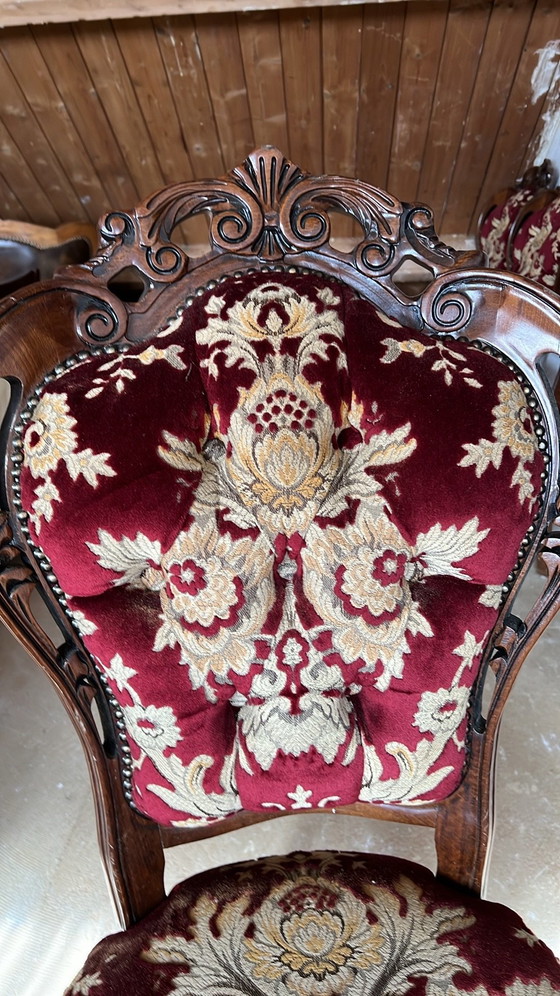 4 Chaises de salle à manger baroques, Textile, Velours, Marron (photo 8 sur 8)