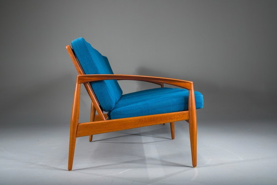 Image 1 of Papieren mes Teakhouten bank van Kai Kristiansen voor Magnus Olesen, Denemarken, jaren 60