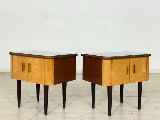 Image 1 of 2x Mid-Century Nightstands / Bedside Tables / Side Tables / Vintage Nightstand