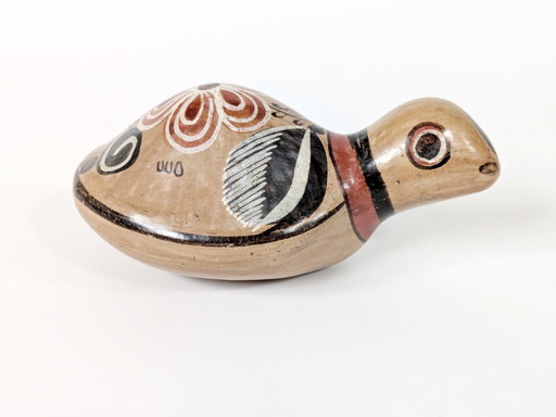 Figura vintage de tortuga de Tonalá | Arte popular mexicano de cerámica pintada a mano de la década de 1970