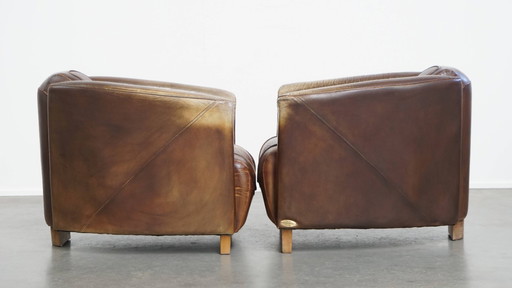 2 x Fauteuil aviateur en cuir de bœuf