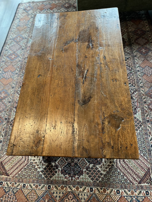 Antique rustic wooden coffee table 19th century