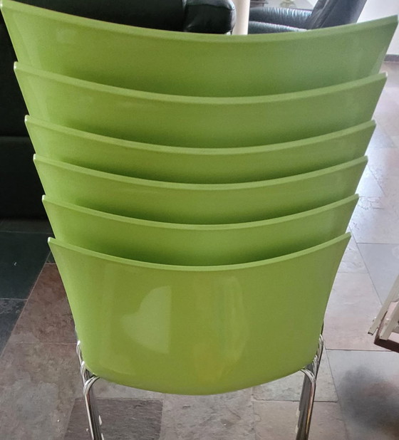 Image 1 of 6x Arper Catifa 46 designer chairs | Green/White | Stackable & modern