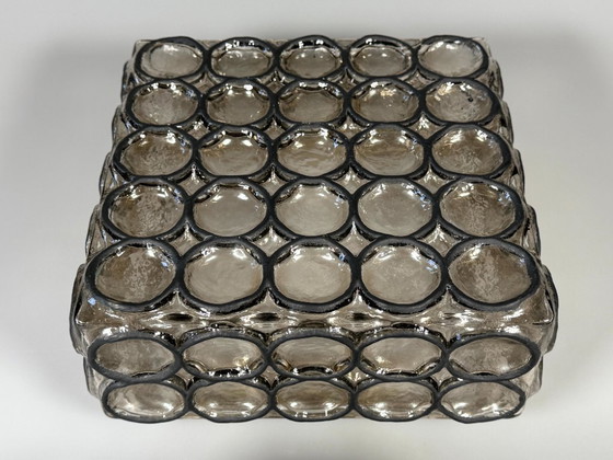 Image 1 of Lámpara de techo de los años 60/70, Glashütte Limburg, Alemania, plafoniere, vidrio y metal.