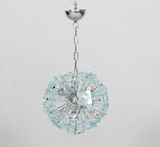 Mid Century Sputnik Plafonnier/Lampe en verre De Fontana Arte, Italie, Années 1970