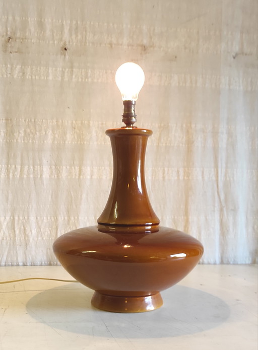 Enamelled ceramic lamp base - mid-20th century