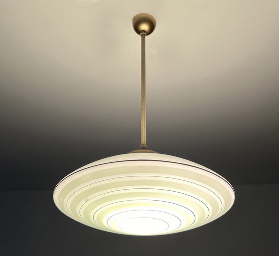 Image 1 of Vintage Art Deco  Glass Pendant Lamp