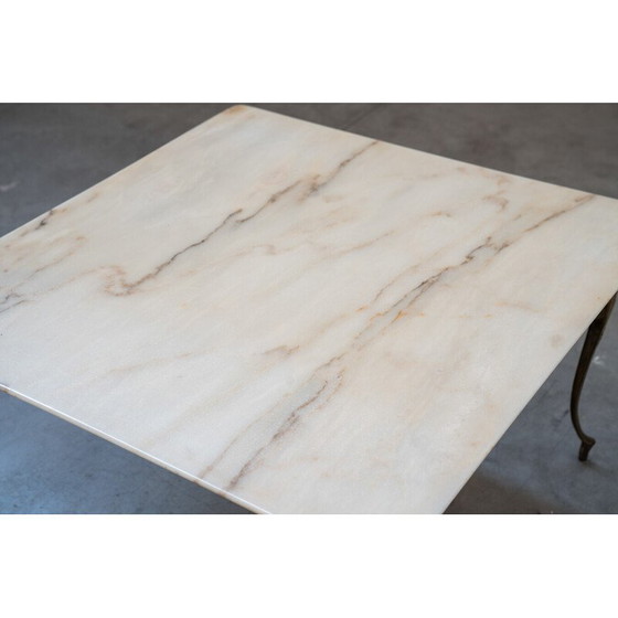 Image 1 of Vintage coffee table with brass frame and onyx top, 1960-1970