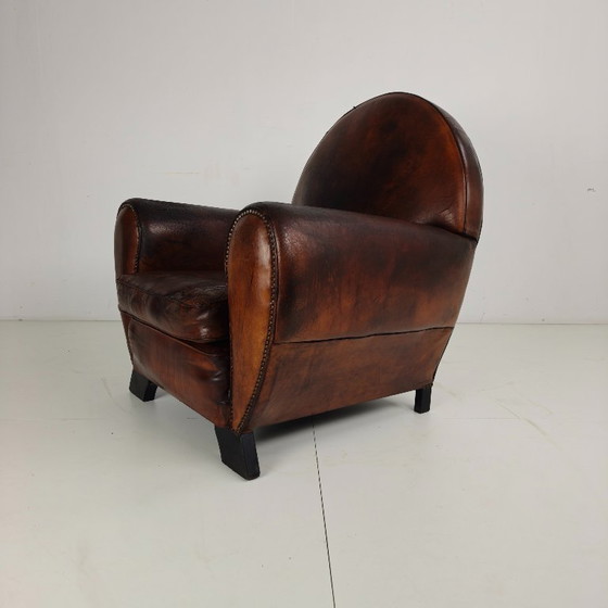 Image 1 of Poltrona da club per gentiluomini in stile Art Déco in pelle