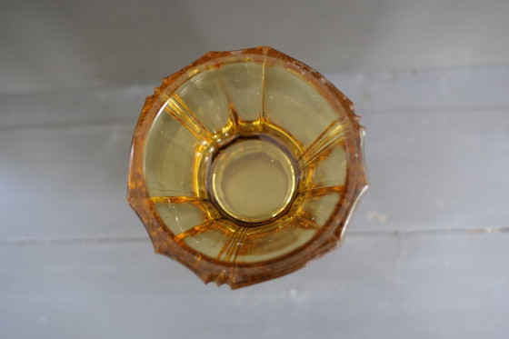 Image 1 of Vaso/candeliere in vetro ambrato Art Déco