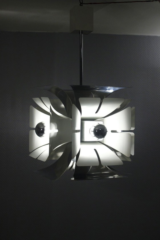Image 1 of Zonca Illuminazione - Imposant lustre Space Age chromé design Italien 1970s